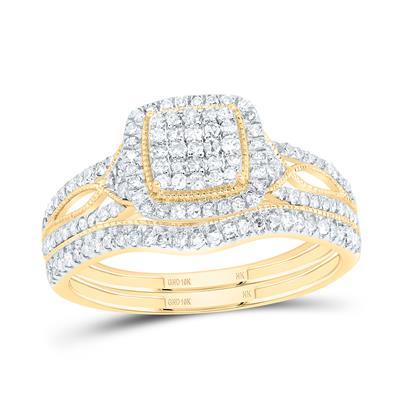 10k Dia Yellow Gold Diamond Woman's Bridal Set / Size: sz7 /  Stone: 1/2 Ctw / 191111