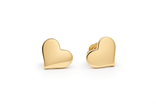 10K Yellow Gold Heart Women's Stud Earrings / Weight: 1.7 GR / CD0296ORP