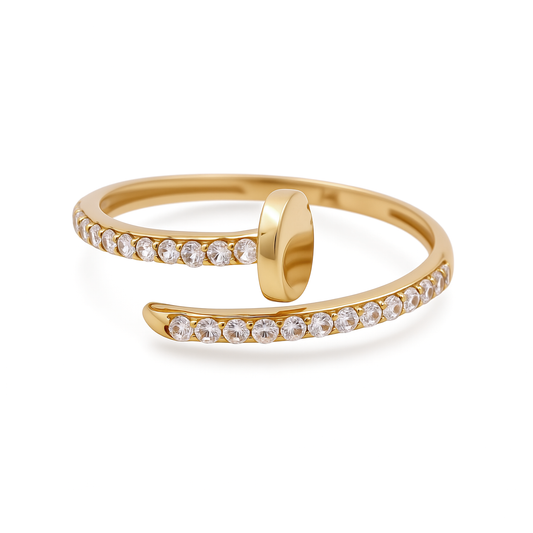 14k Yellow Gold Fashion Nail Women's Ring with Cz / Size: 8 / Weight: 1.7 GR / CCFWR4NL-1