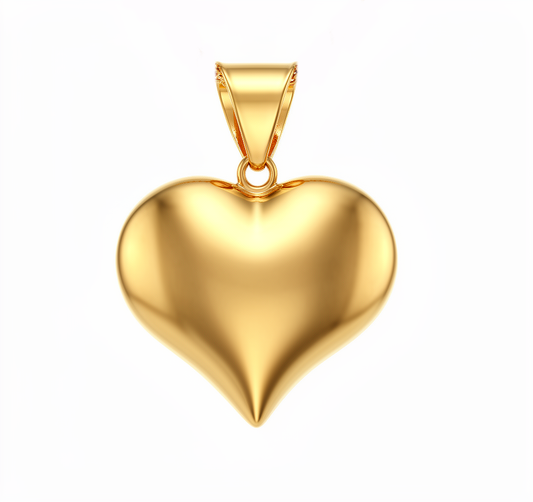 10K Yellow Gold Plain Heart Pendant / Size: 15MM / Weight: 1.1 GR