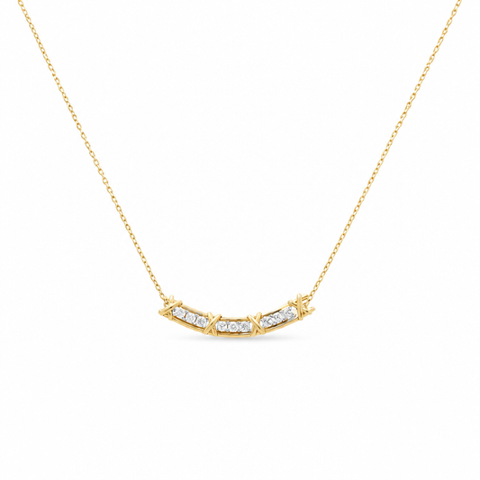 14K Yellow Gold Fashion Women's Necklace with Cz / Size 17.5" / Weight: 2.8 GR / DQNK4FS-2