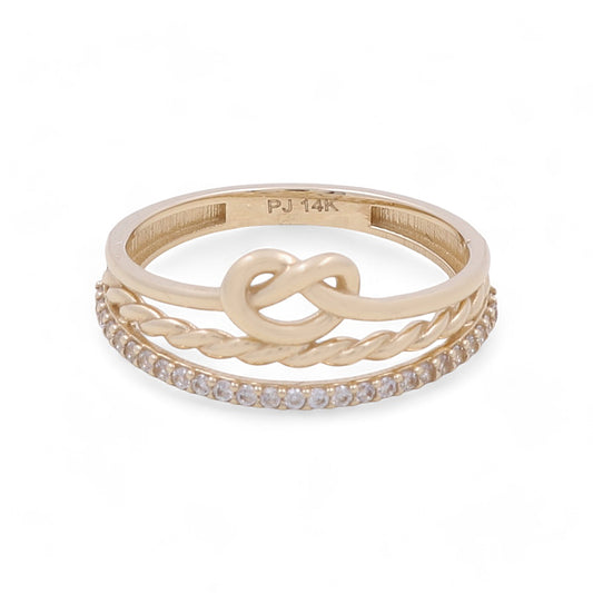 14K Yellow Gold Women’s Knot Ring / CZ / Weight: 2.5 GR / COWR4FS-117