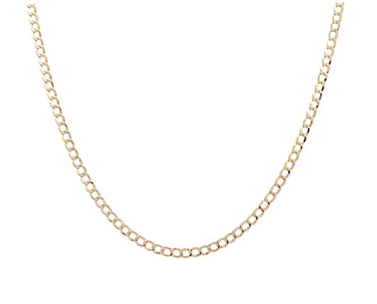 14K Yellow Gold Solid Curb Chain / Size: 3mm 16" / Weight: 4.8 GR / FCEECH4CB3-16
