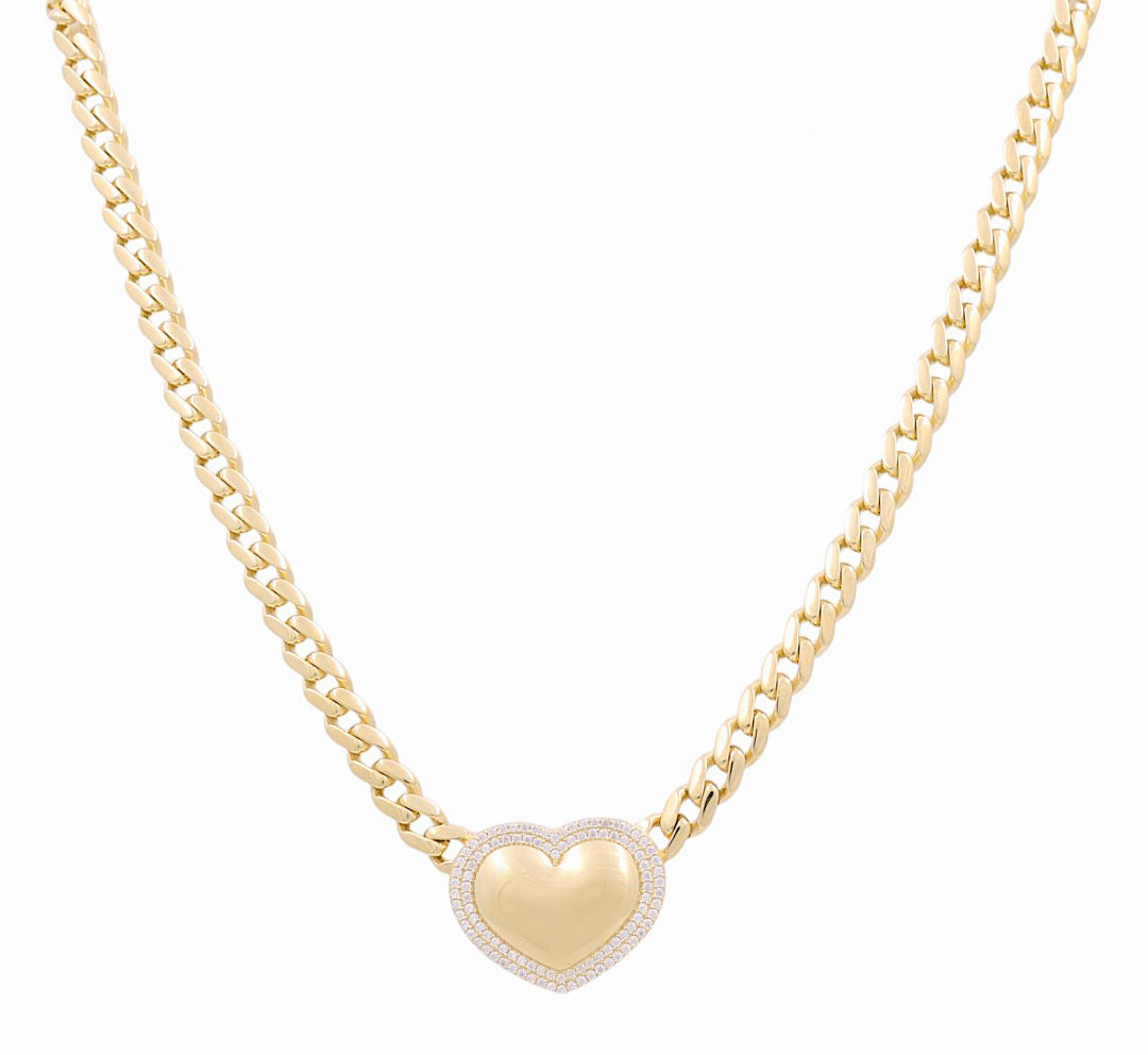 10K Yellow Gold Monaco with Fashion Heart Necklace / CZ / Size: 18" / Weight: 24.2 GR / CONK0MONHR-1