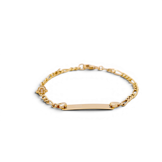 14K Yellow Gold BB Bracelet with Hand of Fatima / Size: 5.5” / CZ / Weight: 2.2 GR