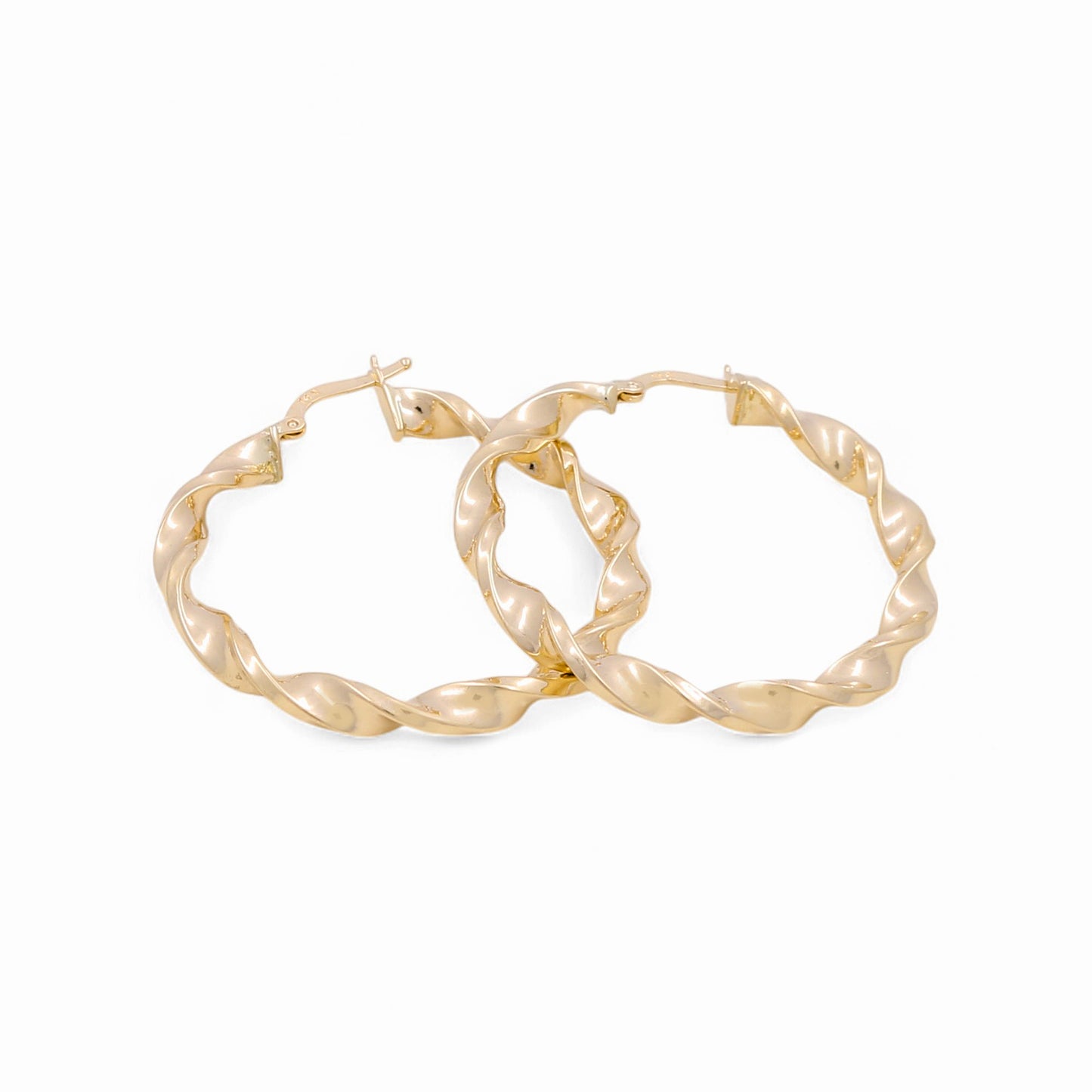 14K Yellow Gold Twist Hoops Earrings / Size: 4mm X 34mm / Weight: 3.9 GR / KOEH4TR4x34