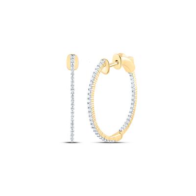 10k Yellow Gold Women's Hoops Earrings + Diamonds