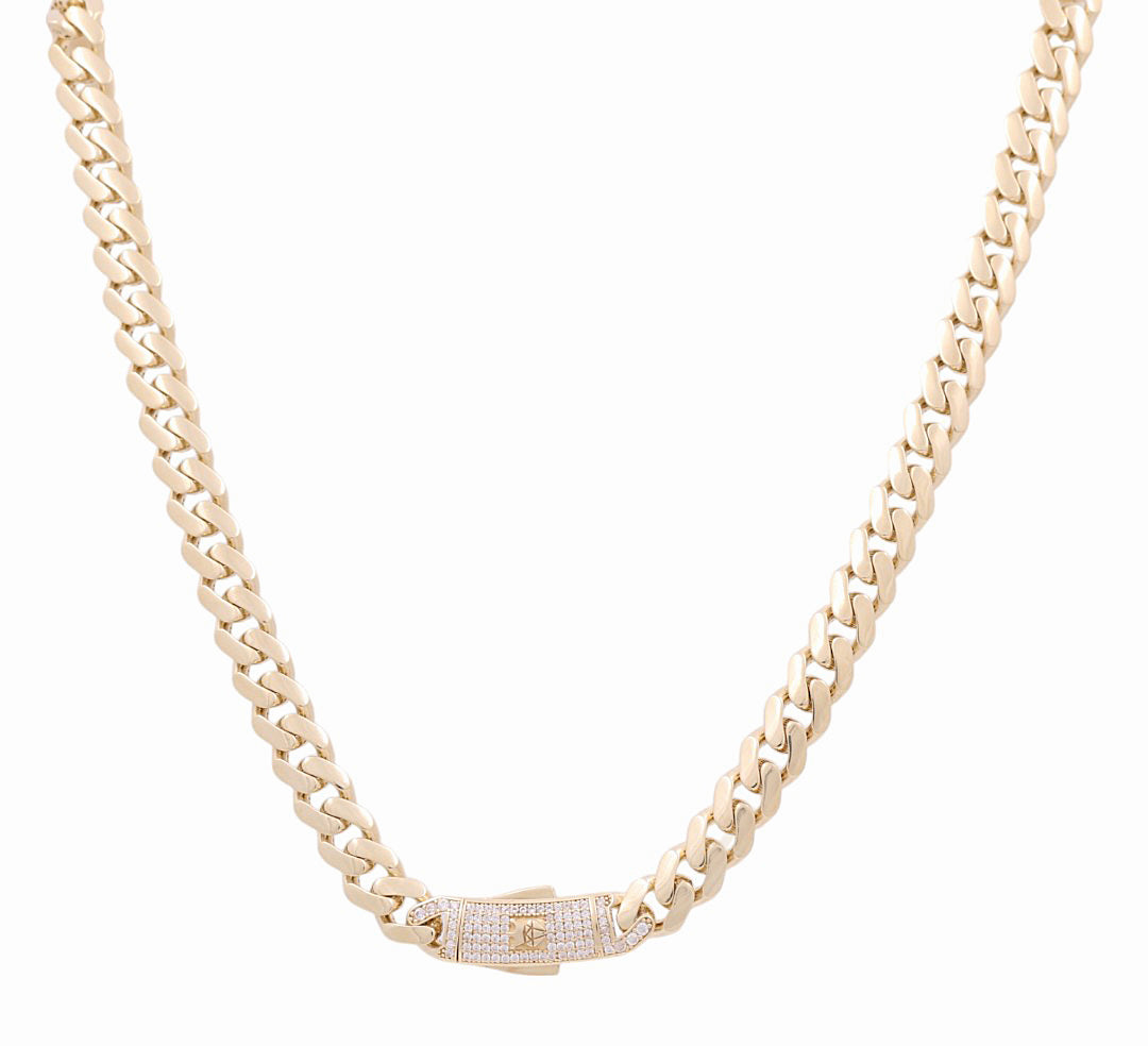 10K Yellow Gold Monaco Semisolid Chain / Stone: Cz / Size: 9mm 24" / Weight: 33.5 GR / COCH0MON9-24