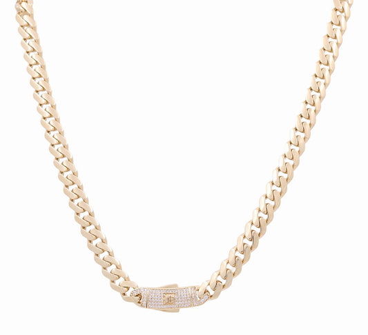 10K Yellow Gold Monaco Semisolid Chain / Stone: Cz / Size: 9mm 24" / Weight: 33.5 GR / COCH0MON9-24