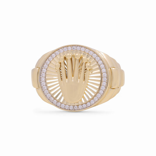 14K Yellow Fashion RX Men's Ring with Cz / Size: 10 / Weight: 9 GR / KEEMR4RX-1