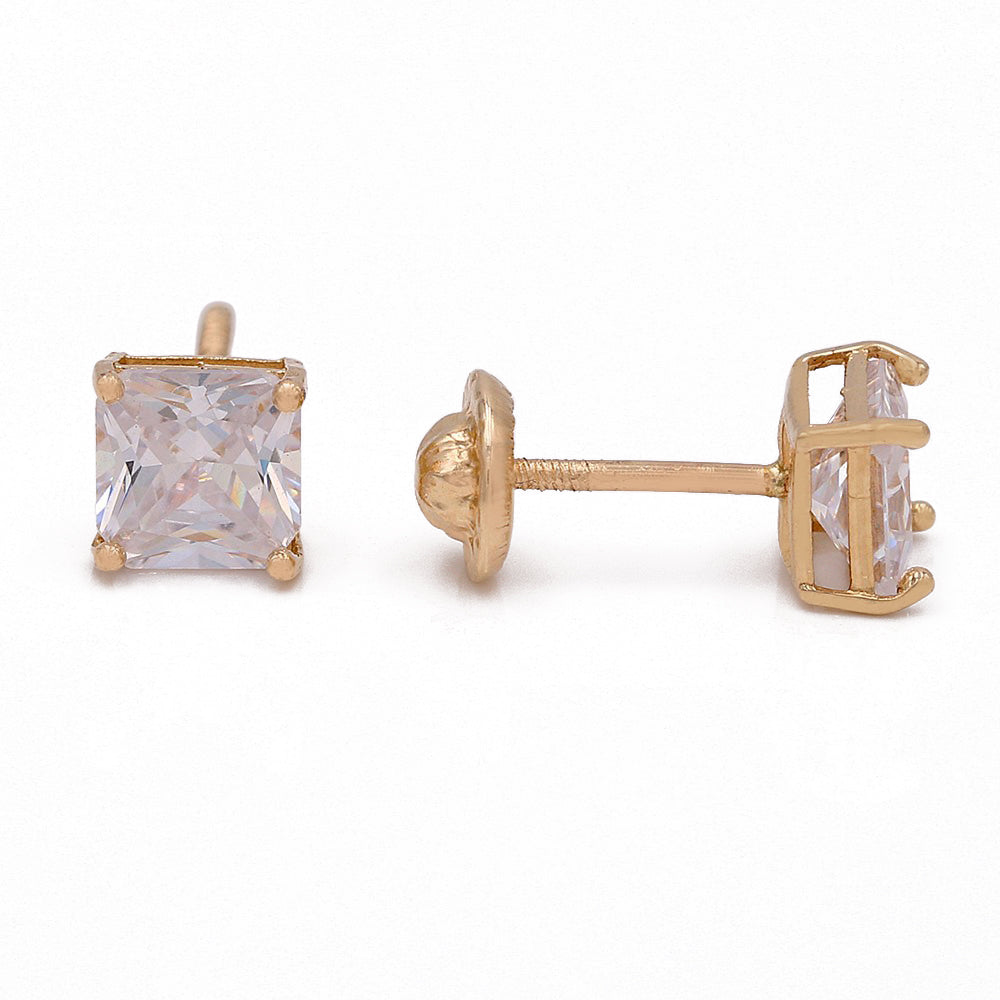 14k Yellow Gold Stud Earrings With Cz / 6-398101PS5