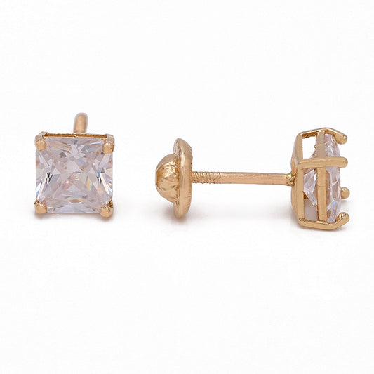 14k Yellow Gold Stud Earrings With Cz / 6-398101PS5