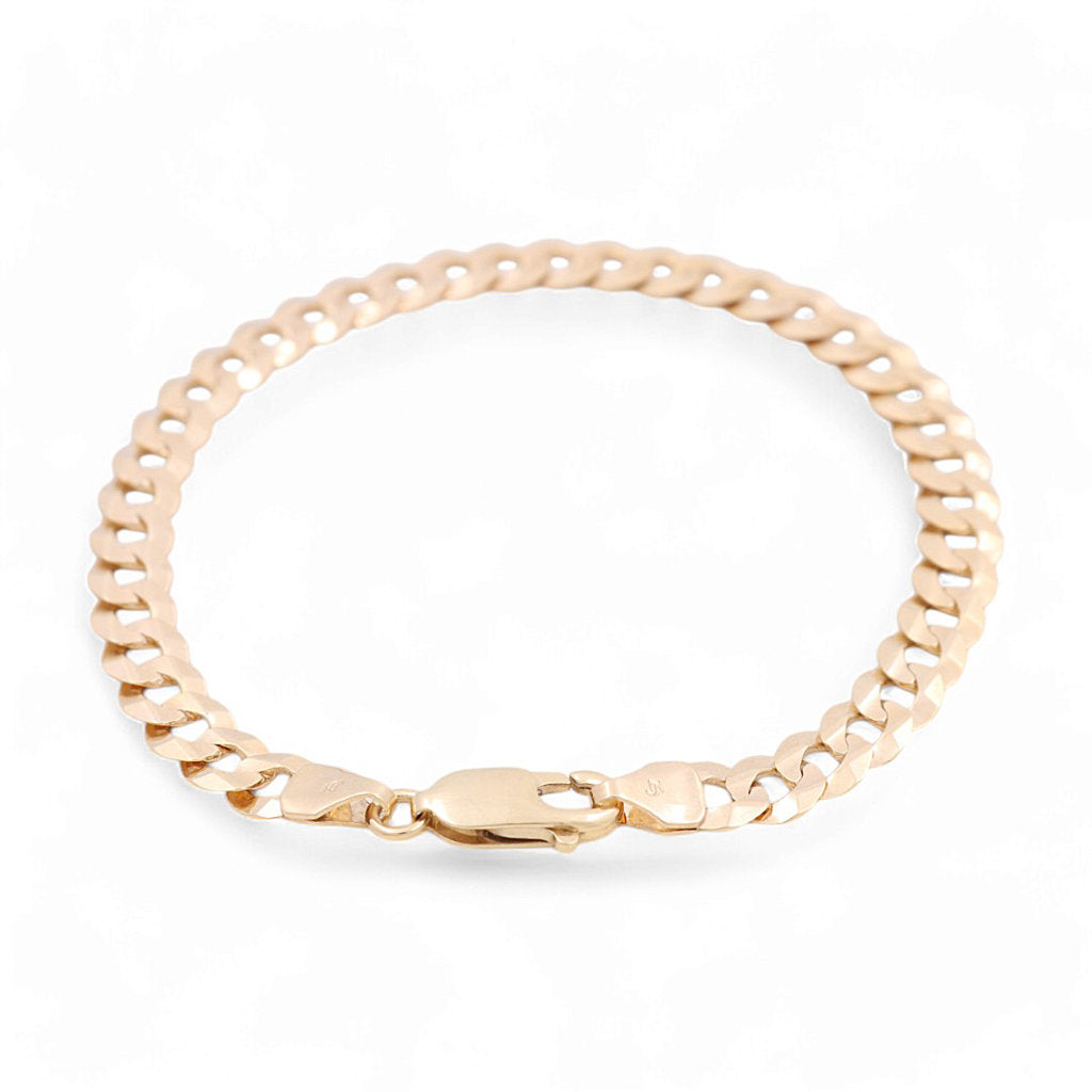 14K Yellow Gold Solid Curb Men's Bracelet / Size: 7mm 8" / Weight: 10.4 GR / FCEEMB4CB7-8