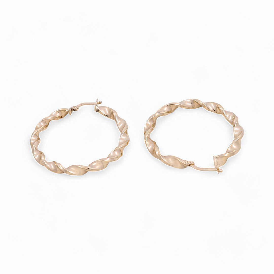 10K Yellow Gold Twist Hoops Earrings / Size: 4mm X 34mm / Weight: 3.8 GR / KOEH0TR4x34