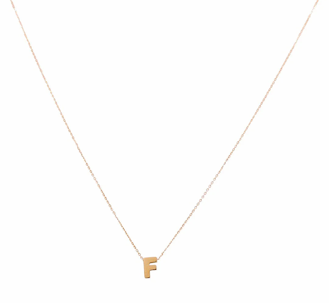 14K Yellow Gold Initial F Necklace / Size: 18"