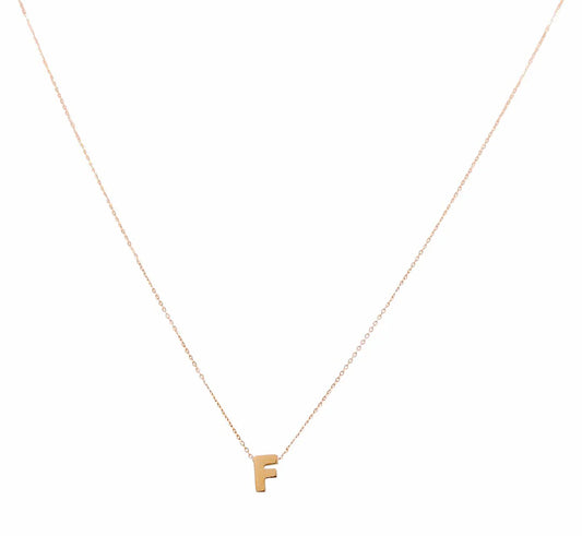 14K Yellow Gold Initial F Necklace / Size: 18"