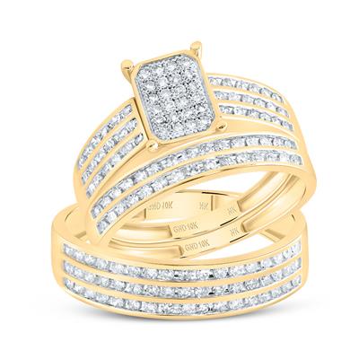 10k  Yellow Gold Diamond Emerald  Trio Set / Size: sz:7&sz:10 / Weight:  / 187931