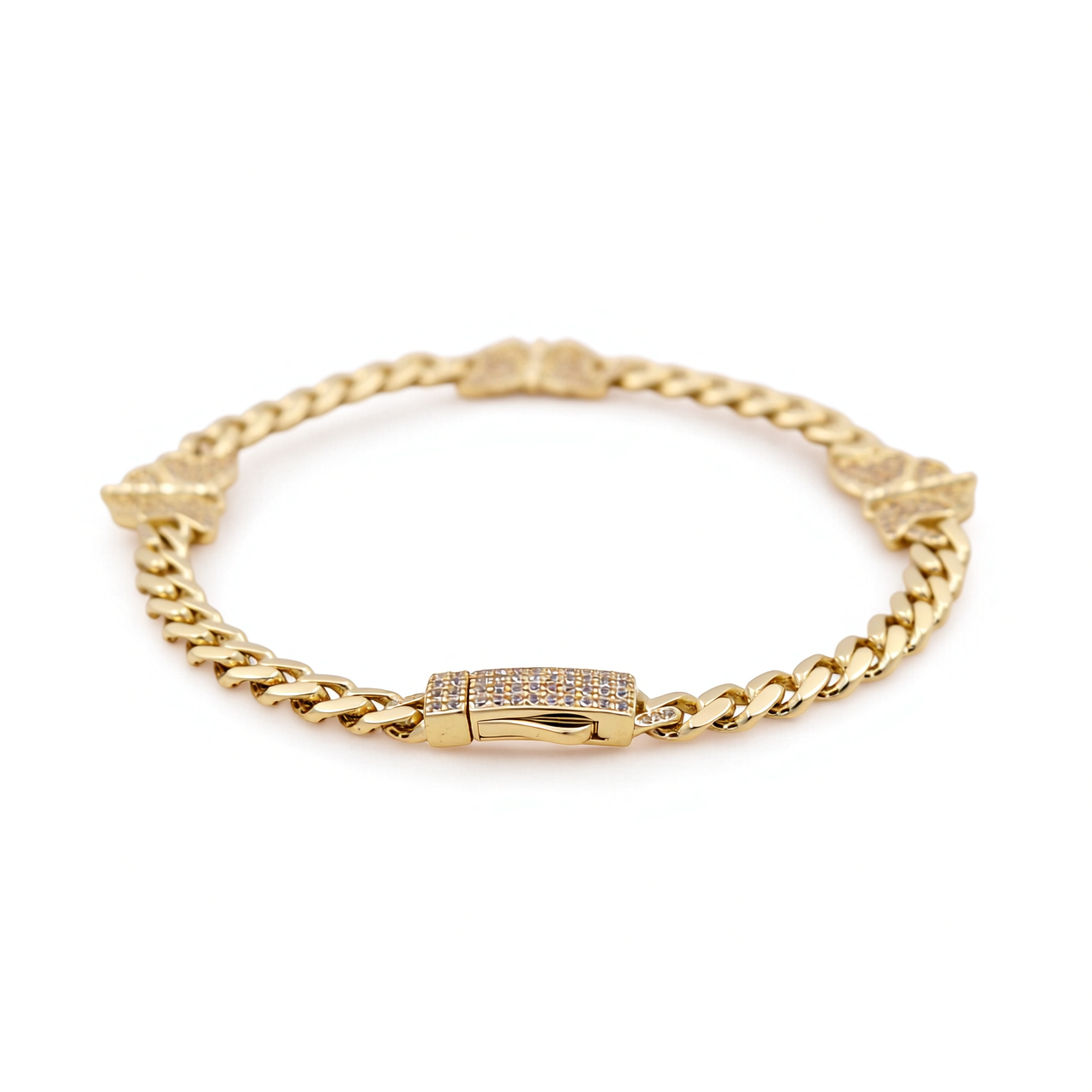 10K Yellow Gold Monaco Women's Bracelet with Butterflies and Cz / Size: 7.5” / Weight: 8.1 GR / P18S-3