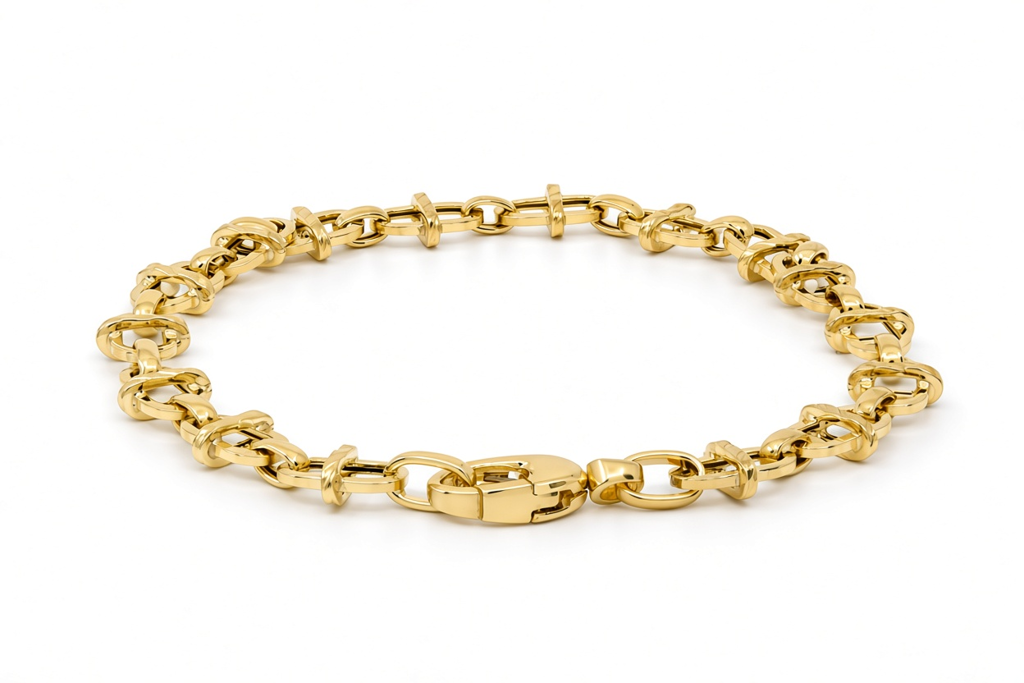 10K Yellow Gold Semisolid Italian Link Bracelet / Size: 7.5" / Weight: 3.5 GR / 110MR741RBR