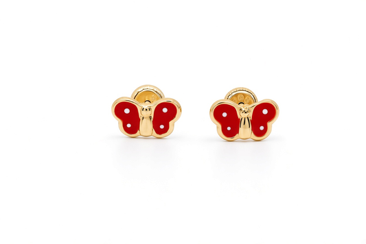 14K Yellow Gold Fashion Butterfly Stud Earrings / 6-602301P
