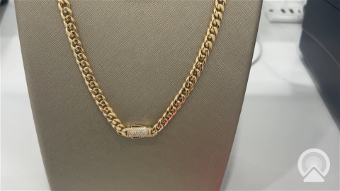 14K Yellow Gold Hollow Cuban Link Chain / CZ / Size: 7mm 24” / Weight: 21.5 GR / COCH4CL24