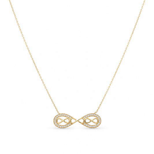 14K Yellow Gold Women's Necklace With Infiniti Pendant / Stone: Cz / Size: 17" / Weight: 2.8 GR / CCNK4IF-1