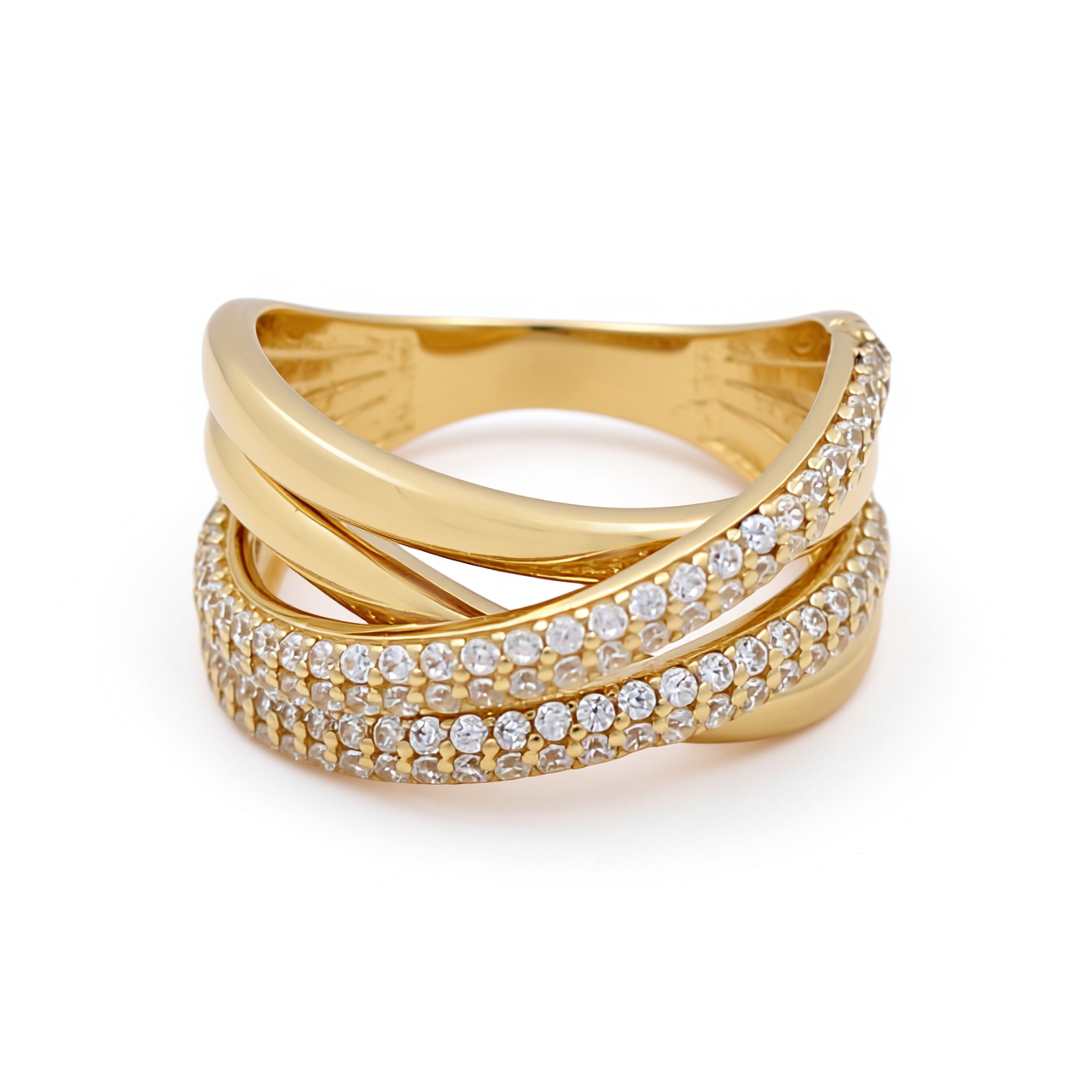 10K Yellow Gold Fashion Women's Ring with Cz / Size: 7 / Weight: 4.6 GR / P02CR-2725