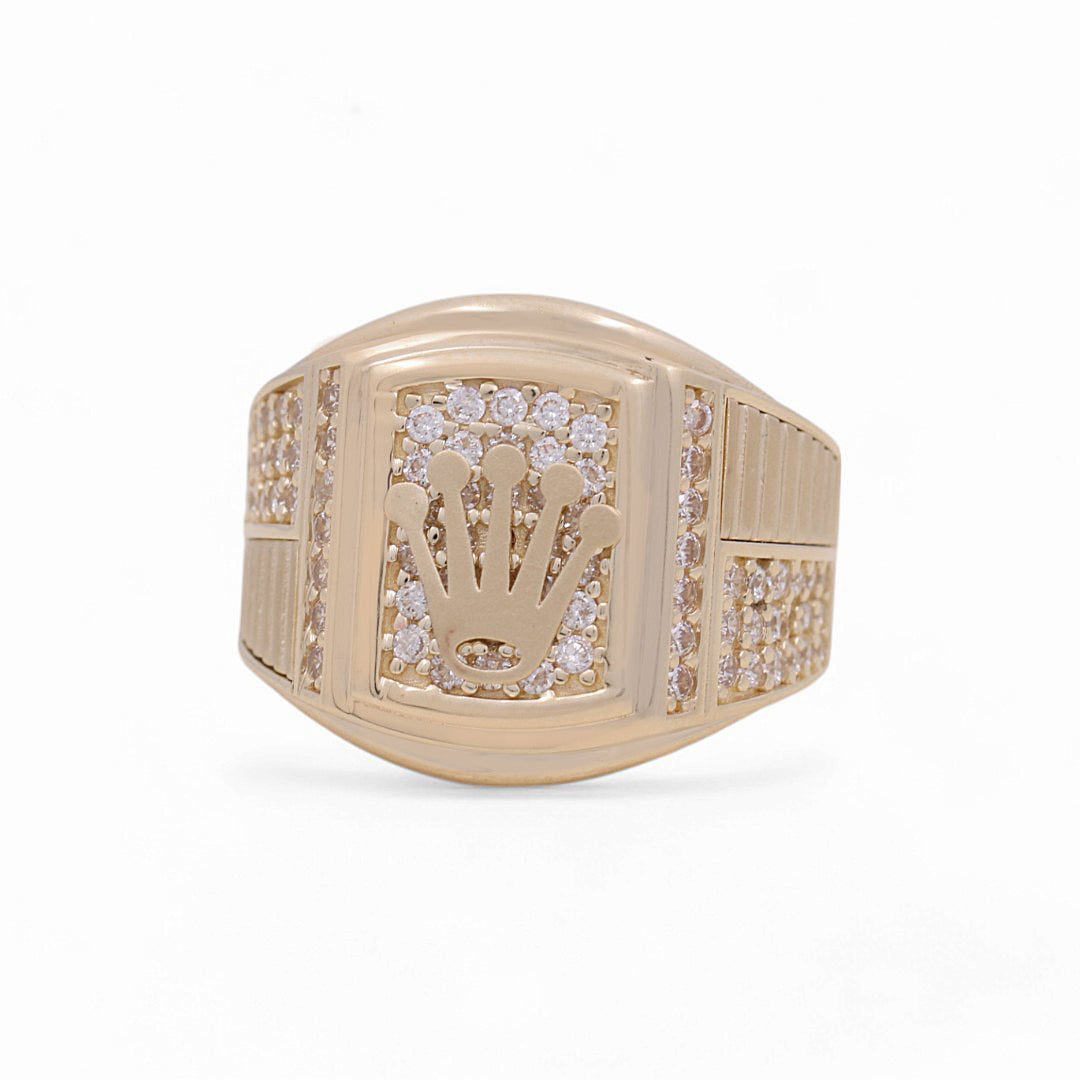 10K Yellow Gold Crown Men's Ring / CZ / Size: 9.5 / Weight: 7.9 GR / DPMR0CN