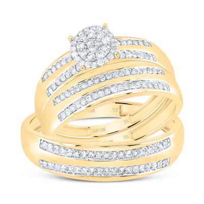 10K Yellow Gold Diamond Trio Set Ring / Stone: 1/2 CTW / Size: 7 & 10 / 188200