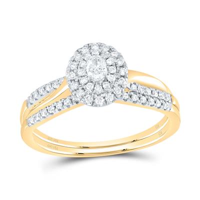 14K Yellow Gold Diamond Oval Double Halo Bridal Ring / Size: 7 / 183430