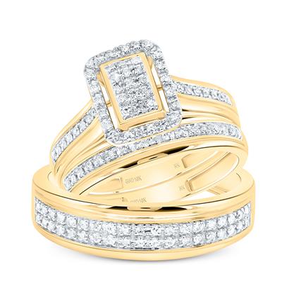10K Yellow Gold Diamond Trio Set Ring / Stone: 3/8 CTW / Size: 7 & 10 / 195903