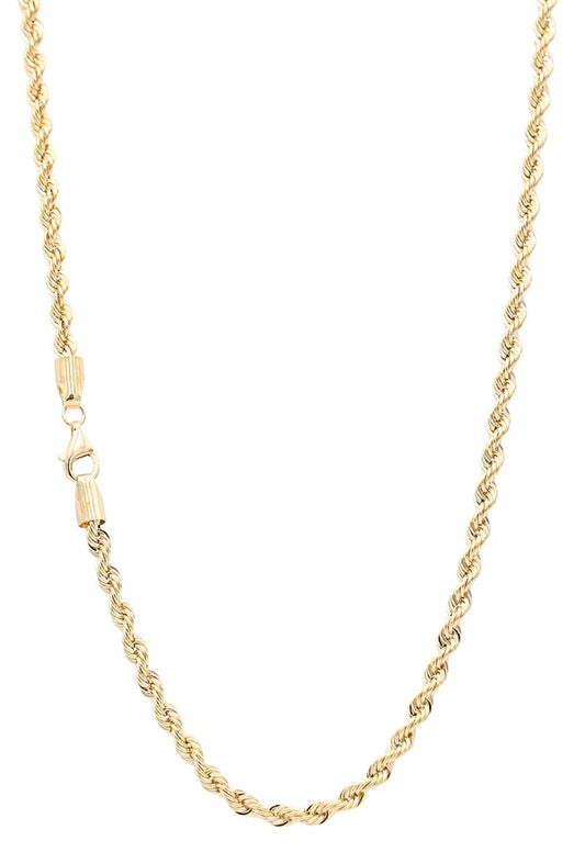 10K Yellow Gold Semisolid Rope Chain / Size: 22" 3.8mm / Weight: 7.1gr / SCH0RP3.8-22