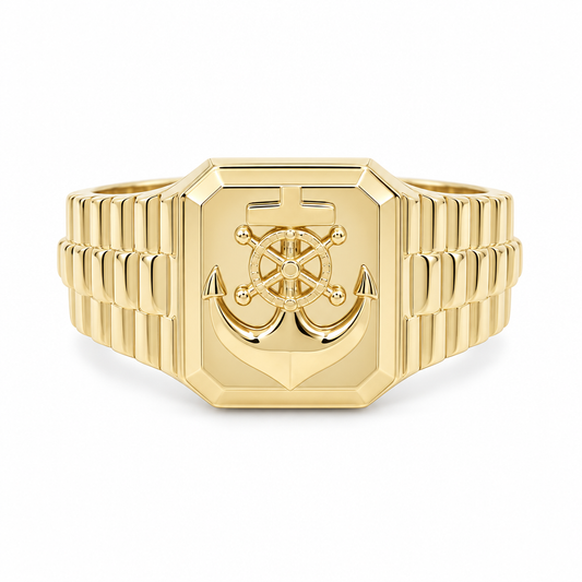 14K Yellow Gold Anchor Men’s Ring / Size 11 / Weight: 4 GR / DQMR4AN