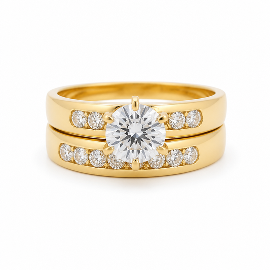14K Yellow Gold Women’s Bridal Set / Stone: Cz / Size: 7 / Weight: 3.4 GR