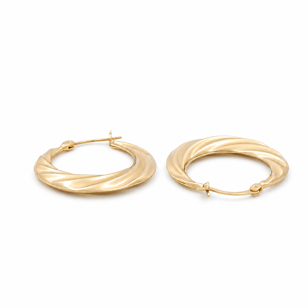 10K Yellow Gold Fashion Hoops Earrings  / Size: 2.5mm x 16mm / Weight: 1.4 GR / DQEH0FS-2.5X16