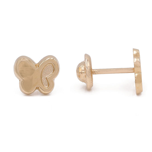 14k Yellow Gold Butterfly Stud Earrings / 6-229301P