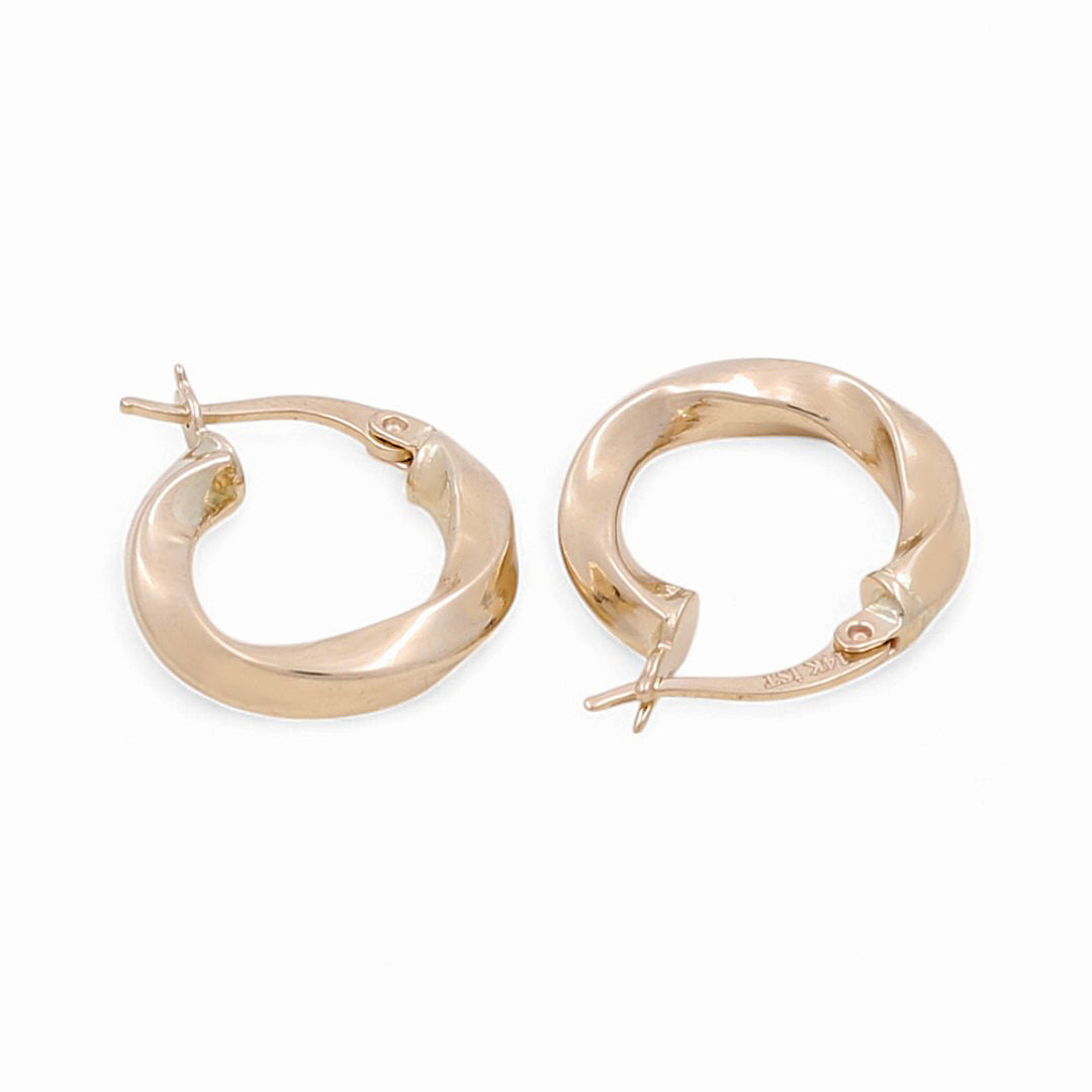 14K Yellow Gold Twist Hoops Earrings / Size: 3mm X 11mm / Weight: 1.5 GR / KOEH4TR3x11