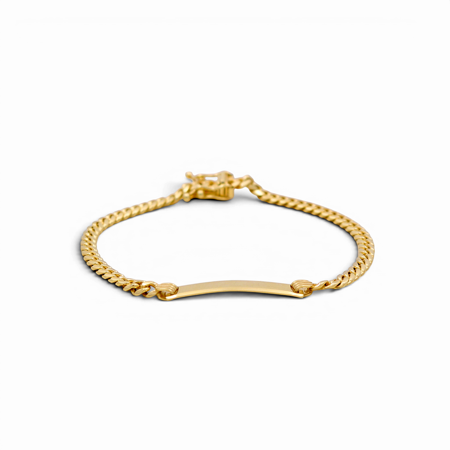 10K Yellow Gold Cuban Link Baby ID Bracelet / Size: 3.2mm 6"  / Weight: 5.6 GR / K282SID-6