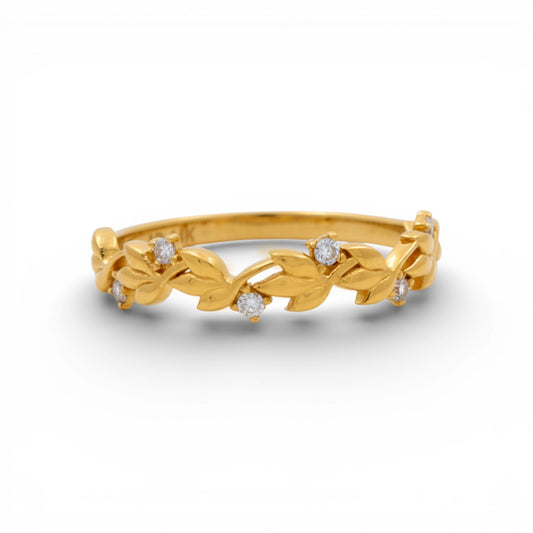 14K Yellow Gold Fashion Women's Ring With Cz / Size: 7.5 / Weight: 1.4 GR / Y25-375