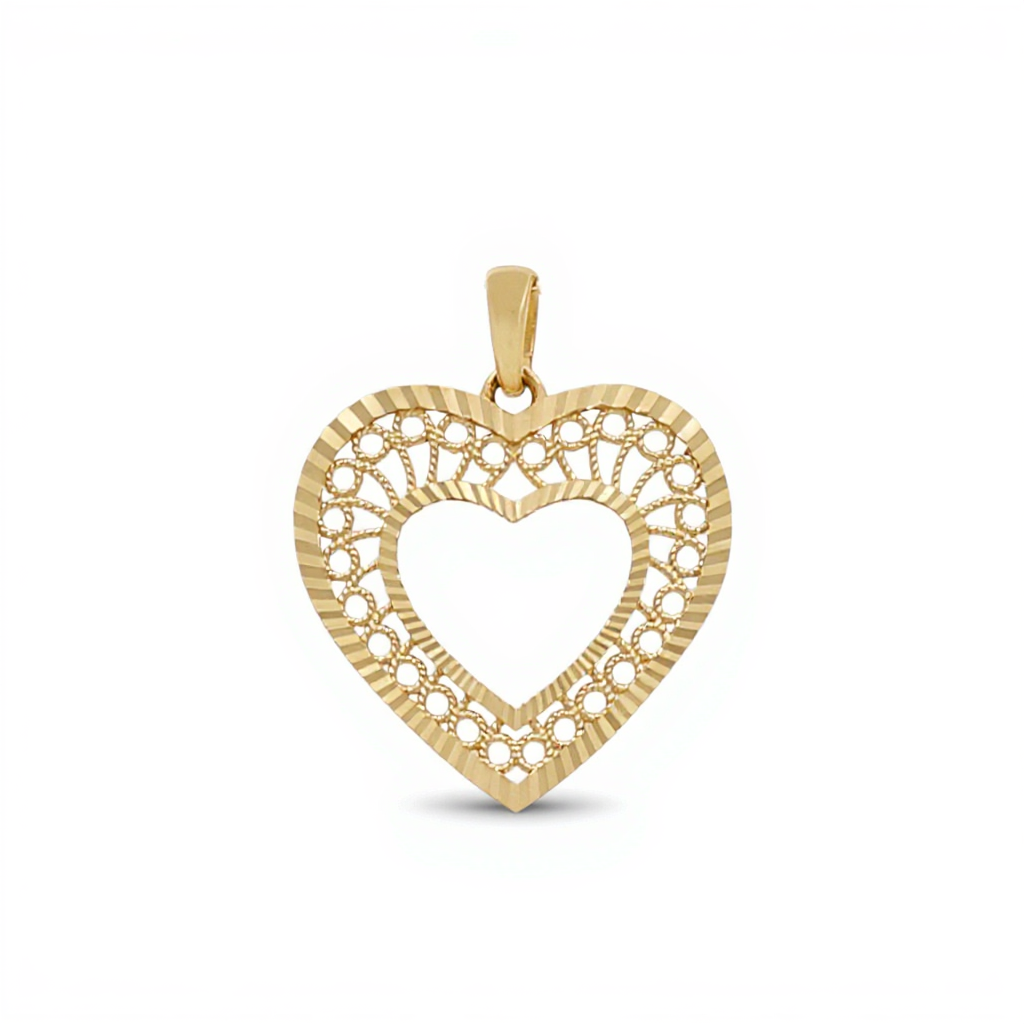 10K Yellow Gold Heart Pendant with Fashion Design / Weight: 0.8 GR / CQPD0HR-5