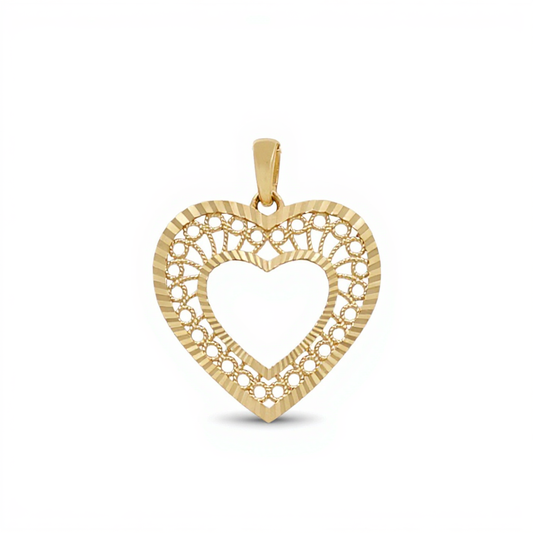 10K Yellow Gold Heart Pendant with Fashion Design / Weight: 0.8 GR / CQPD0HR-5