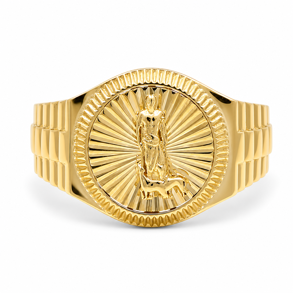 10K Yellow Gold San Lazaro Men's Ring / Size: 10 / Weight: 4.7 GR / DQMR0SL