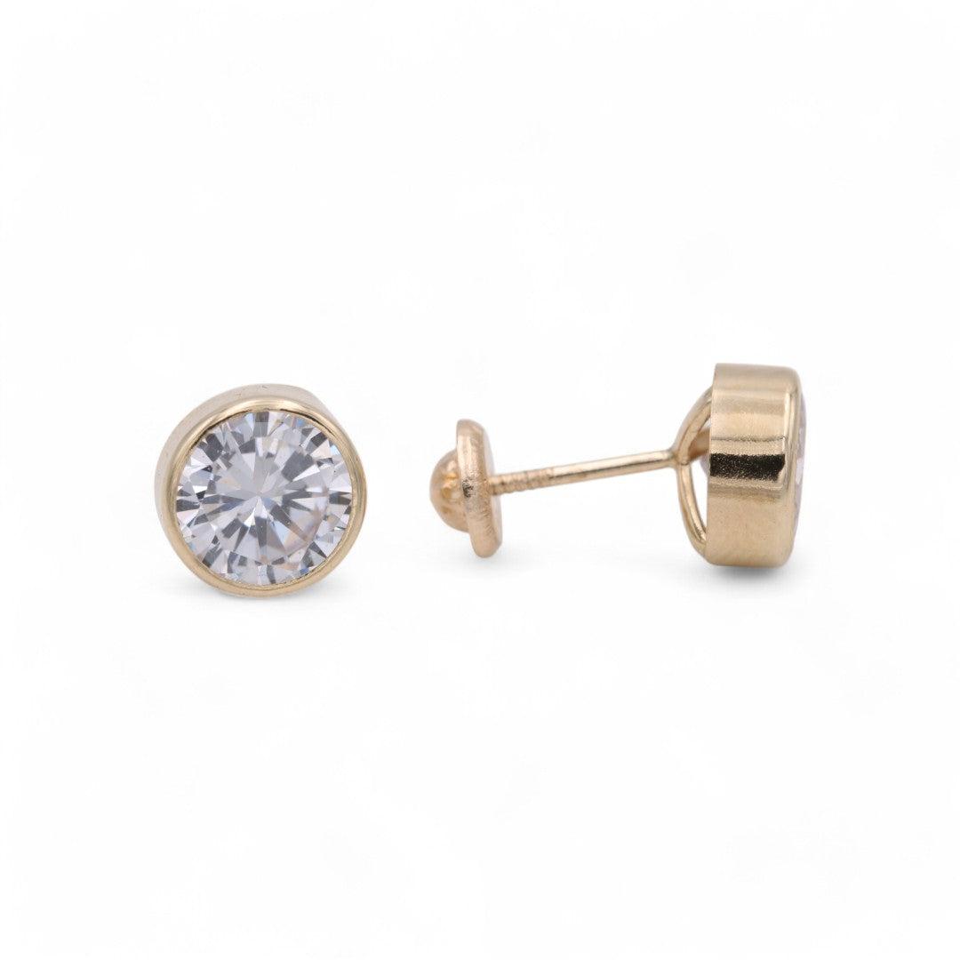 14k Yellow Gold Stud Earrings With Cz / 6-CH-R-7