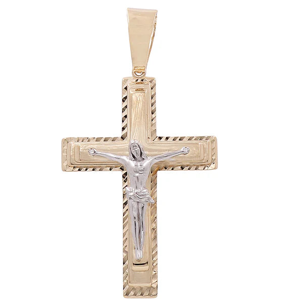 14k Two Tone Cross with Christ Pendant / Weight: 15 GR / COPD4CSTT-4