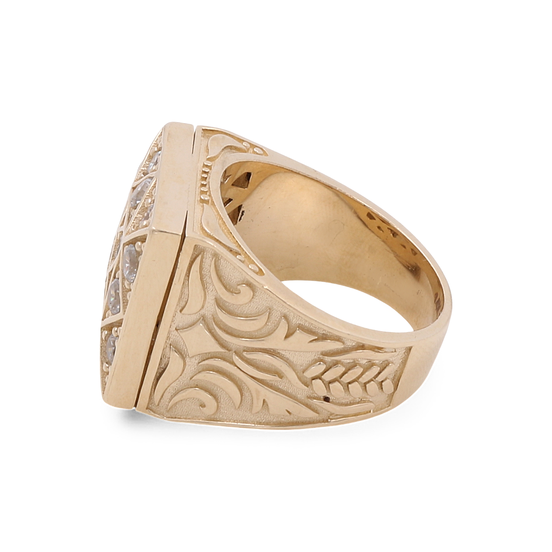 Anillo de moda para hombre en oro amarillo de 14 quilates / Tamaño: 10,5 / Peso: 19,1 g / COMR4FS-15
