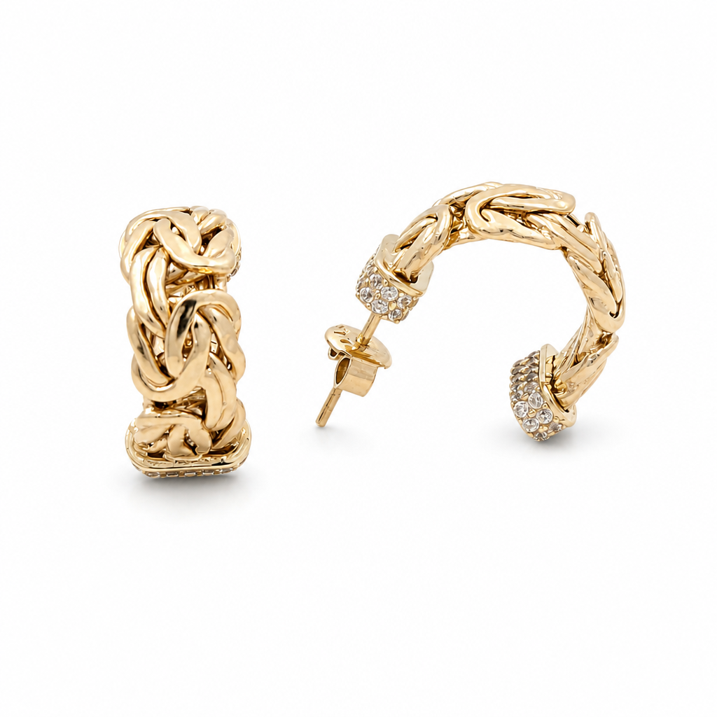 10K Yellow Gold Byzantine Hoops Earring  / Size: 7mmx11mm / Weight: 4.4 GR / DQEH0BZ
