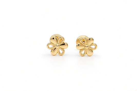 14K Yellow Gold Flower Stud Earrings / 6-552601P