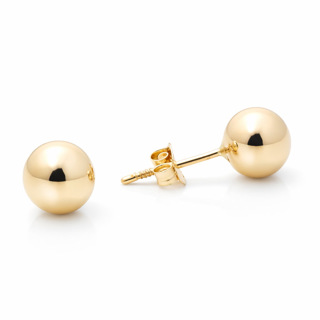 14k Yellow Gold Ball Stud Earrings