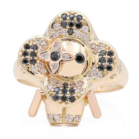 14k Fashion Women's Ring with Black and White / Weight 4.2 GR / COWR4LV-3