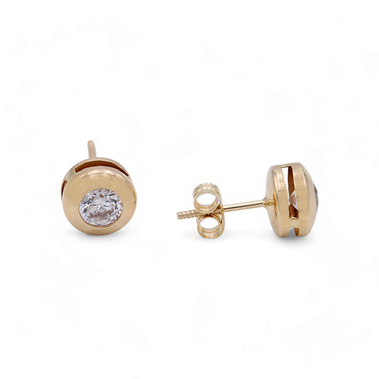 14k Yellow Gold Stud Earrings With Cz / 6-196801PS5